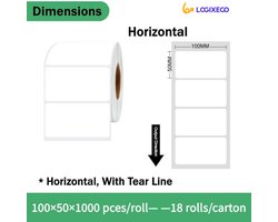 Thermische Etiketten 2 rollen - 1000 psc per rol - 100×50mm – Voor Printer, Magazijn & Logistiek