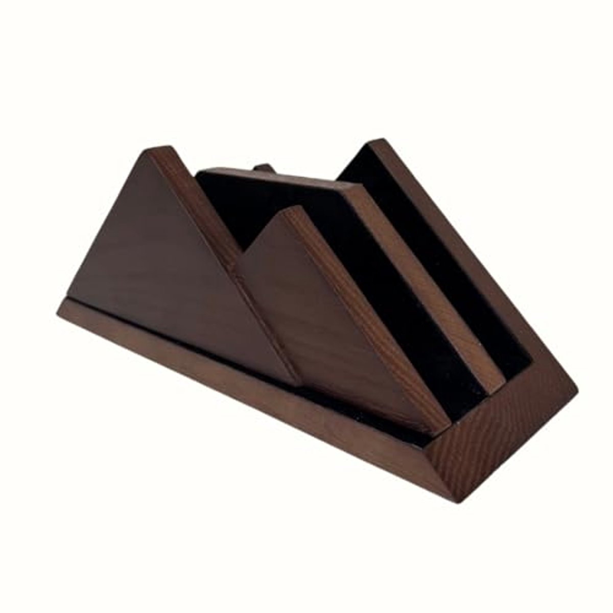 Dubbele verticale laptopstandaard van hout met 2 sleuven in walnootkleur