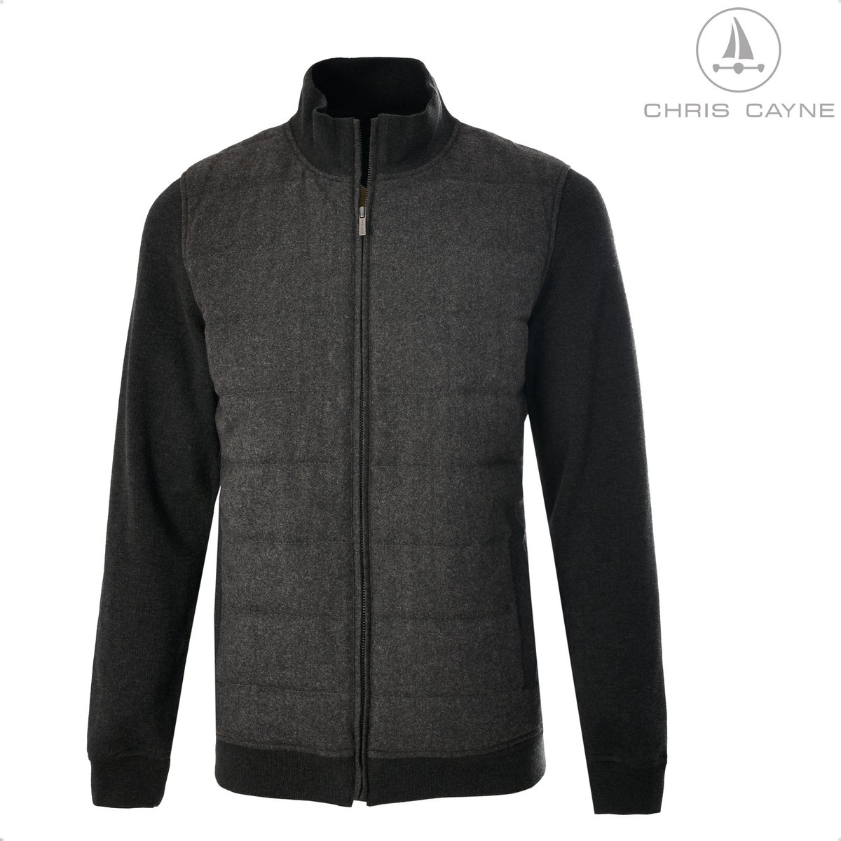 Chris Cayne heren vest XL antracith coatje steekzakken buitenstof Katoen voering voorpand wol/polyester Anthra
