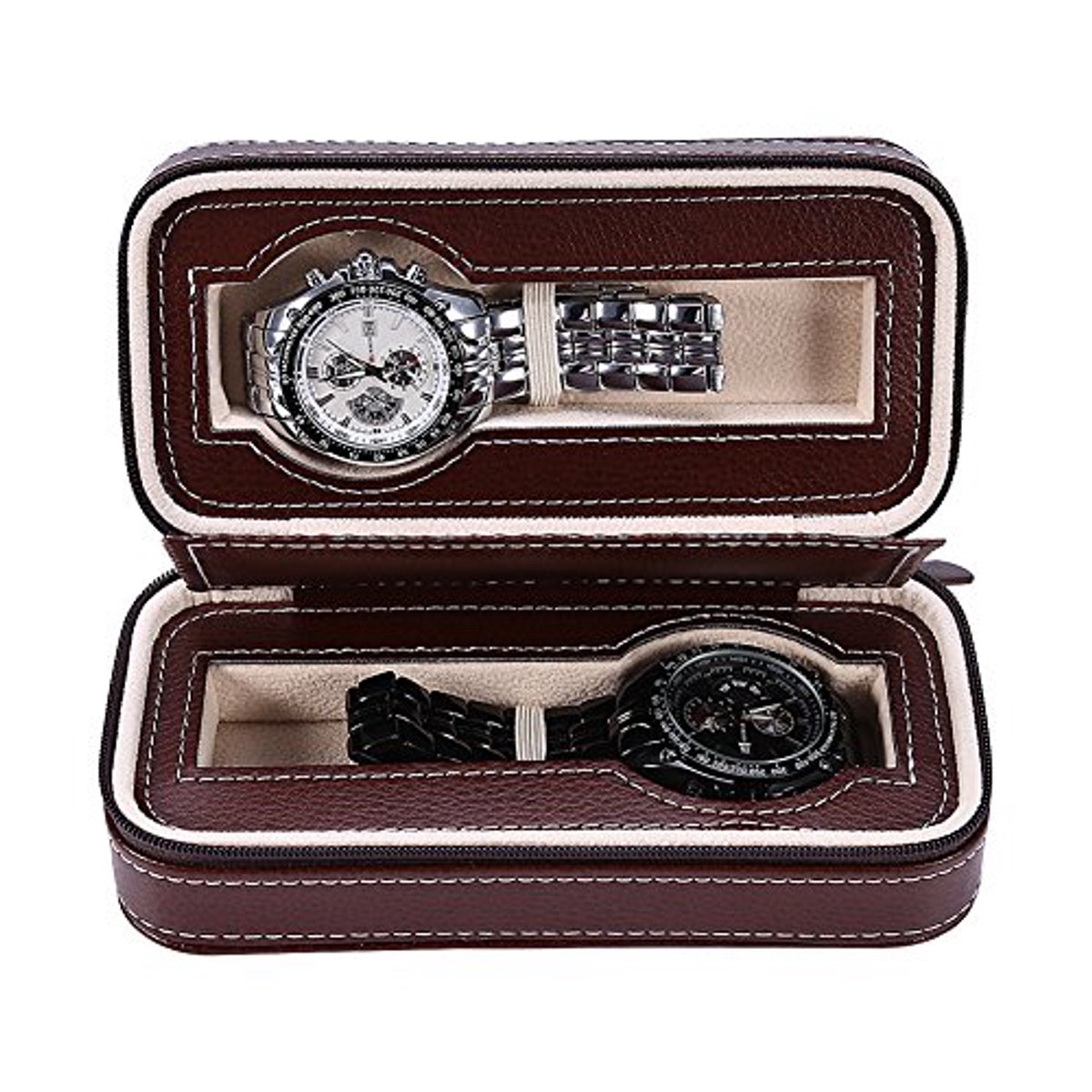 Houten horlogedoos met 2 compartimenten en glazen deksel - Perfect voor het opbergen van horloges