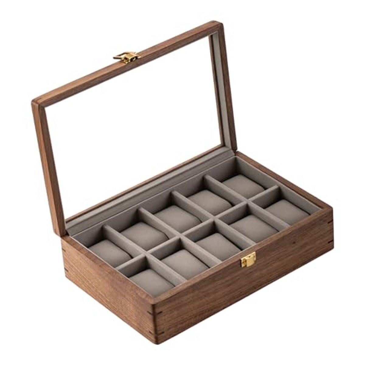 Horloge Display Box voor Mannen - Organizer met 10 Sleuven en Glazen Deksel - Geschenk voor Vaderdag