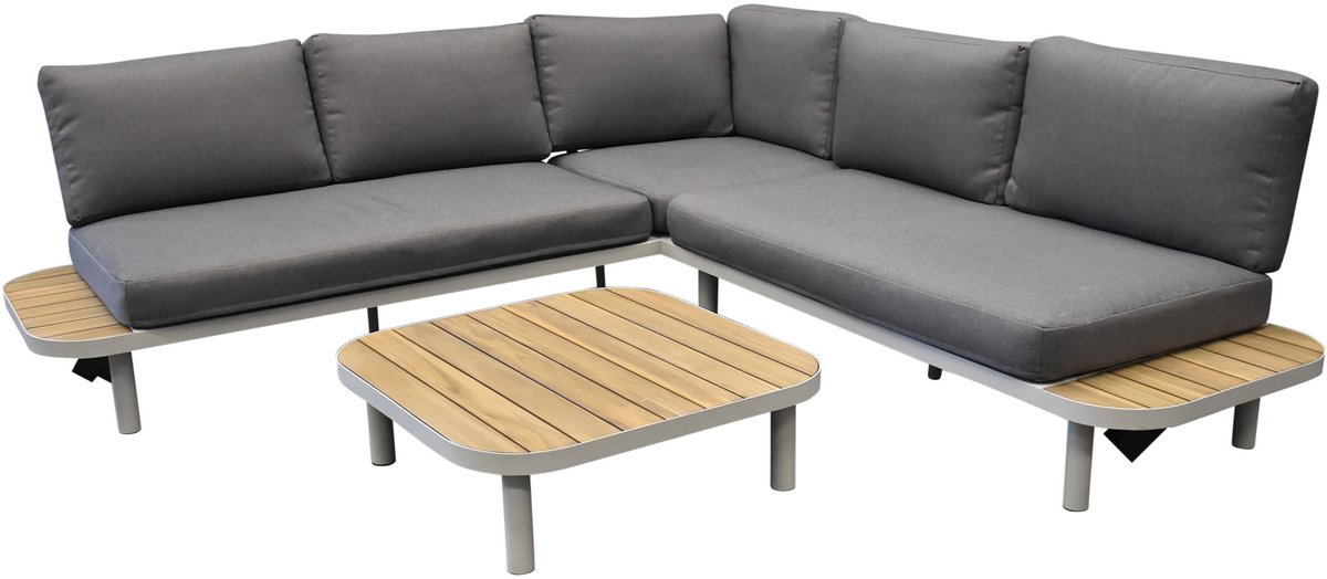 Amore platform hoek loungeset 2 delig latte zand aluminium