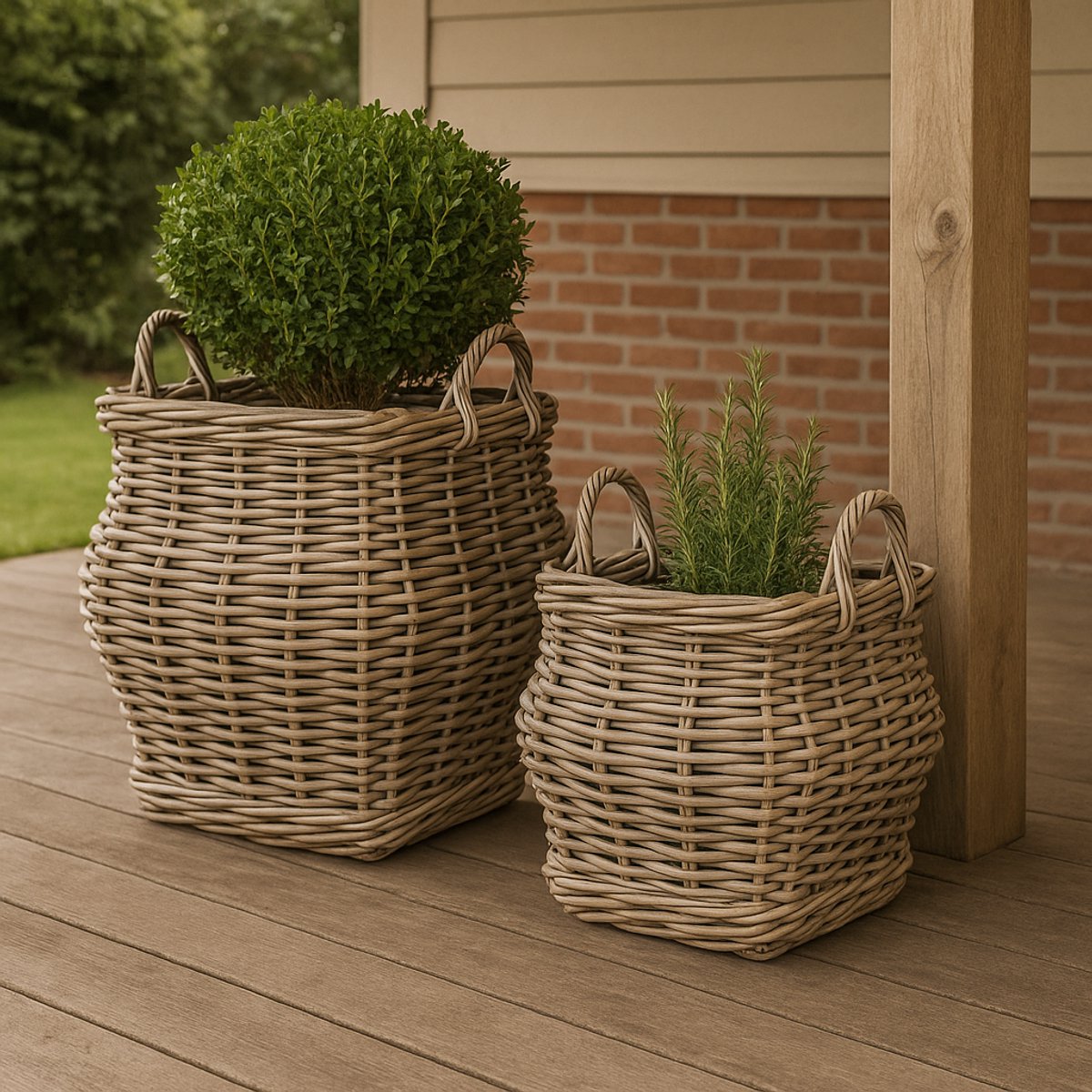 Interieurdirekt - Rieten - Plantenmand - Set Van 2 - Rosan