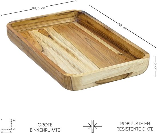 Cosensi - Houten Dienblad Van Natuurlijk Teakhout Voor Het Serveren Van Eten Met 4 Vakken Ideaal Voor Vlees Kip Vleeswaren En Tapas Kom Voor Sauzen Afmetingen 35 5x35 5x2 4 Cm