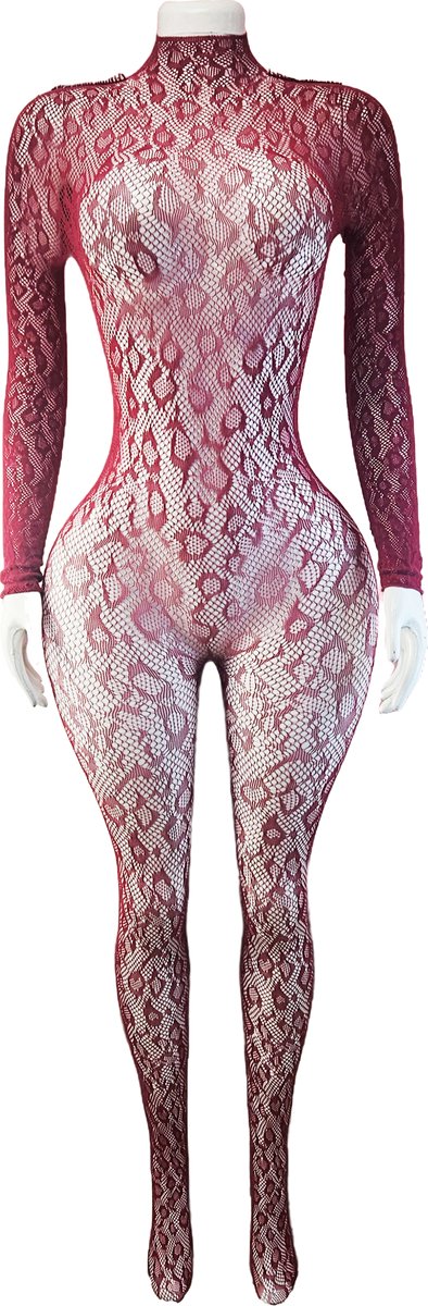 BamBella ® - Panty pak -Onesize - body suit - Dames - Onesize - Erotische jumpsuit van kant lingerie rood