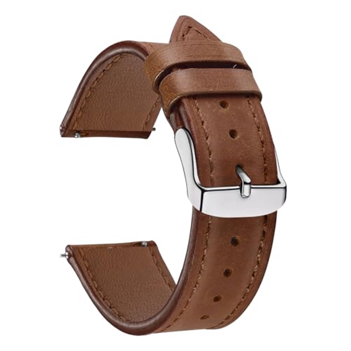 Verstelbare leren horlogeband voor 20 mm en 22 mm, zacht leer met roestvrijstalen gesp, armband voor dames en heren