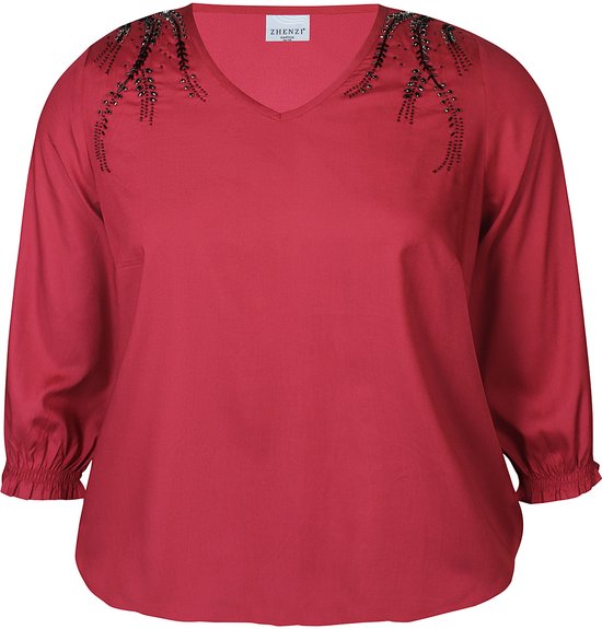 Zhenzi Zh-Vada 1125-Chemisier 3/4 Rouge bordeaux taille M=46/48