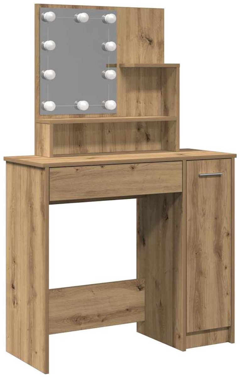 vidaXL Kaptafel - met - LED-verlichting - 86,5x35x136 - cm - artisanaal - eiken artisan eiken