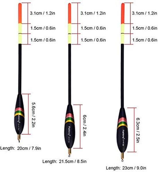 Fishing Floats, Fishing Floats, Fishing Accessories Floats, Wooden Fishing Set, 1.5 + 6 g, 1.5 + 5 g, 1.5 + 4 g, for Professional Fishing Tool, 3 Pieces — afbeelding 5