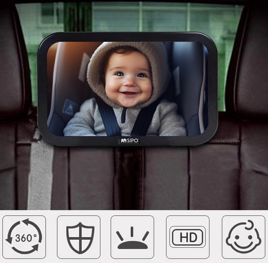 SIPO Autospiegel Baby Observatie Spiegel - Veiligheids Spiegel voor Kinderzitje - Snel Te Monteren - 19x30 cm - 1 Stuk van Merkloos — afbeelding 5