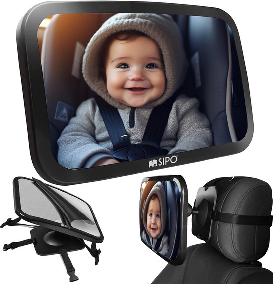 SIPO Autospiegel Baby Observatie Spiegel - Veiligheids Spiegel voor Kinderzitje - Snel Te Monteren - 19x30 cm - 1 Stuk van Merkloos — afbeelding 4