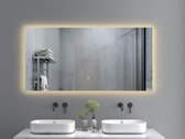 Miroir de salle de bain avec éclairage LED et chauffage - 3 positions LED - Sans condensation - Dimmable - Miroir rectangle 80x60 cm - Miroir douche - Anti Condensation - Bouchon de vidange rond inclus