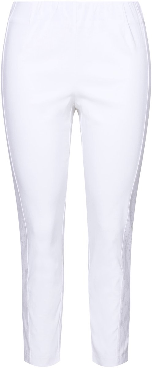MIAMODA - Dames - Bengaline broek elastische Slim Fit metallic print - Sneeuwwit - Maat 54