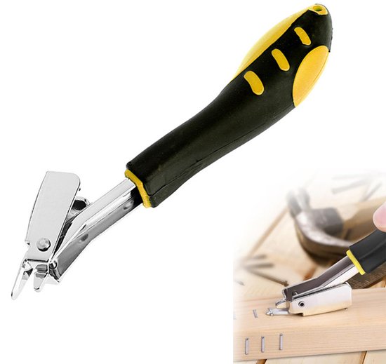 Foto: Nietenverwijderaar draagbare spijkertrekker multifunctionele handmatige spijkerverwijderaar met antislip rubberen handvat geschikt voor het verwijderen van spijkers uit meubels vloeren houten kisten en fotolijsten zwart geel