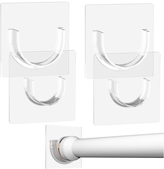 2 stuks douchegordijnstanghouder, universele cartoonstijl acryl 3M zelfklevende muurhouder voor douchegordijnstang (douchegordijn staaf niet inbegrepen) (wit 2 stuks douchegordijnstanghouder, universele cartoonstijl acryl 3M zelfklevende muurhouder voor douchegordijnstang (douchegordijn staaf niet inbegrepen) (wit