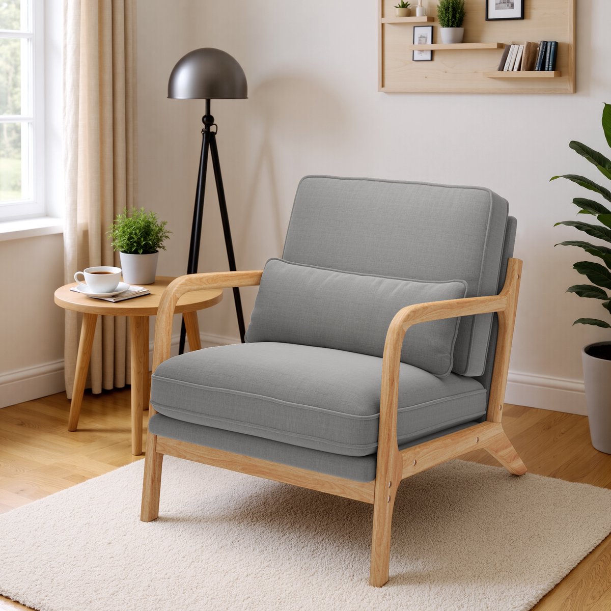 Bealife AR16 Fauteuil - Relaxfauteuil - Enkel - 65 × 82 × 75 cm - Lichtgrijs