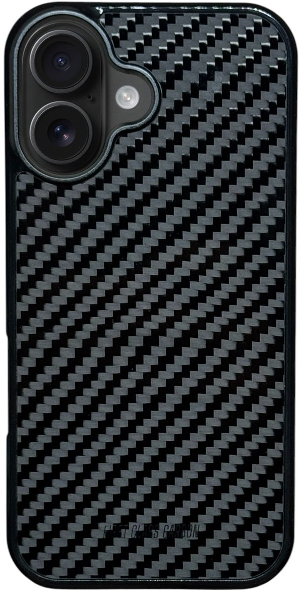FirstClassCarbon – iPhone 16 – Carbon Fiber Hoesje – 3K Twill Carbon – MagSafe Compatibel – Dun & Shockproof Telefoonhoesje