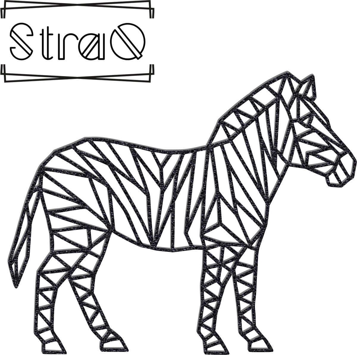StraQ Zwarte Geometrische Zebra 24 cm - Dier - Muurdecoratie - Wanddecoratie - Wandversiering - Rechts