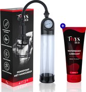 Toys Hub® Penispomp met Glijmiddel, Handgreep & 2 Penisringen - Gratis Ebook - Trekmechanisme – Penis Vergroter – Barometer Display - Sex Toys voor Mannen – 20CM
