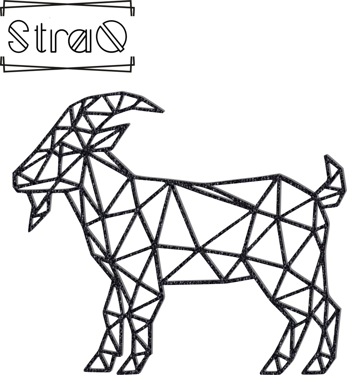 StraQ Zwarte Geometrische Geit 24 cm - Dier - Muurdecoratie - Wandversiering - Wanddecoratie - Links