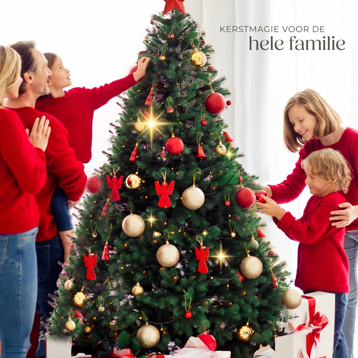 tectake® Kunstkerstboom - Levensecht met flexibele takken - Volumineus - Stabiel en eenvoudig te monteren - Kunstkerstboom als kerstversiering - 180cm - 742 takken - Groen – foto 4