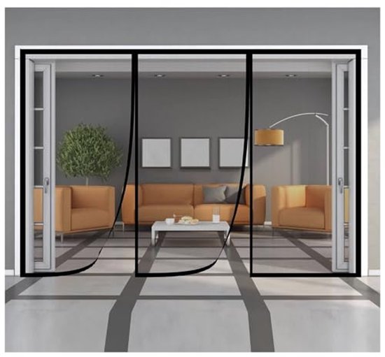 Magnetische hordeur 175 x 245 cm Houd insecten buiten Screen Mesh Gordijn voor balkon schuifdeuren woonkamer[Grijs