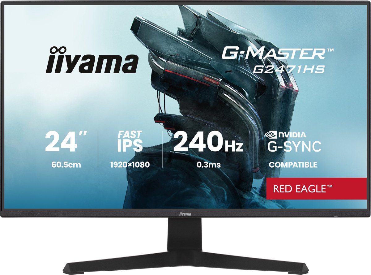 iiyama G-Master G2471HS-B1 Red Eagle - 24 inch - Full HD - IPS - 240 Hz - G-Sync compatible - iiyama - €109,00