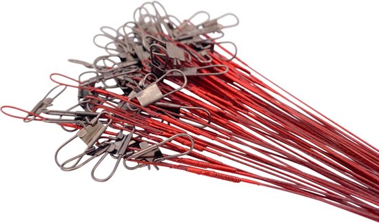 S&D - Stalen onderlijn vissen - 50 stuks - Rood - 14kg 25cm - Hengelsport - Voor roofvissen met kunstaas van S&D — afbeelding 2