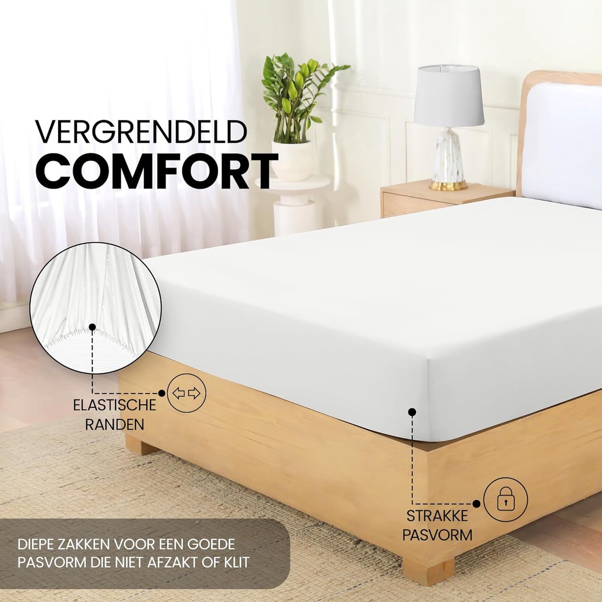 Bedding Hoeslaken, 35 cm Diepe, Eenvoudig onderhoud Zachte Geborstelde Microvezel Stof, Krimp en Vervaagt Bestendig (160 x 200 cm, Wit)
