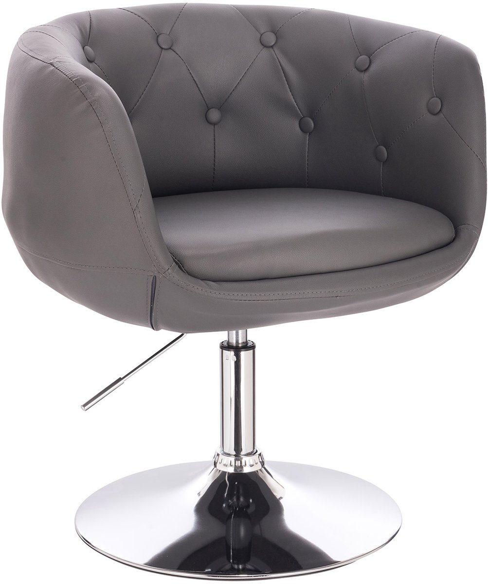 SVITA PANAMA Retro Lounge Chair - Gestoffeerde stoel Cocktailstoel Plaatvoet Metaal Kunstleer Grijs Grijs Kunstleer
