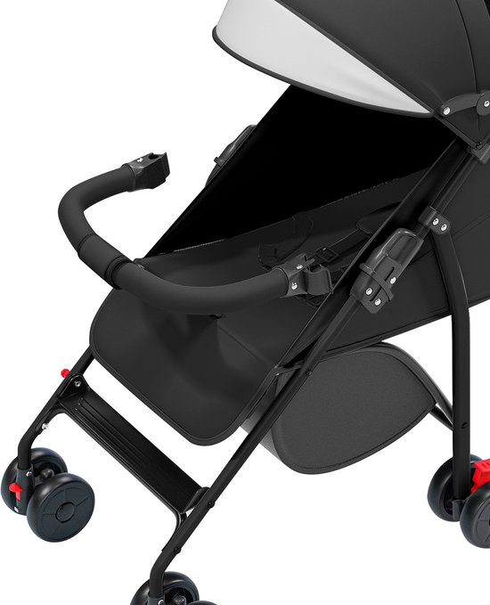 PIPIPOXER Kinderwagen Buggy Kinderbuggy Opvouwbaar Sportwagen 5-punts Veiligheidsgordel-Zwart van PIPIPOXER — afbeelding 2