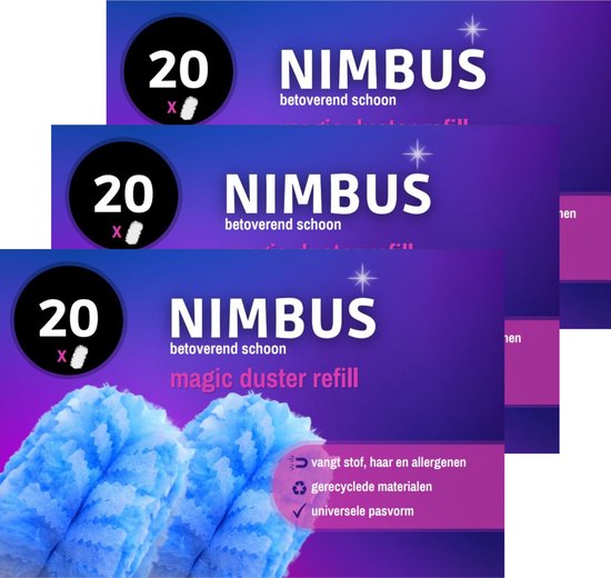 Recharge NIMBUS Magic Duster - Lingettes anti-poussière - Recharge 60pcs. (3x20) - Convient pour Swiffer
