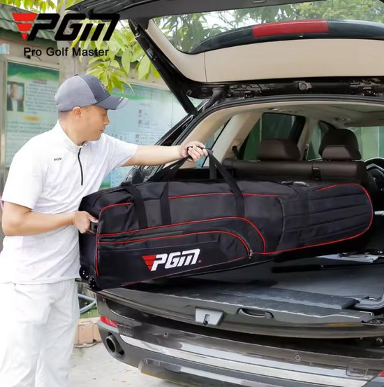 PGM Golf Reistas - Zwarte Opvouwbare Travel Cover met Wieltjes - Voor Golftas & Clubs - Waterafstotend Nylon - Compact & Lichtgewicht van Merkloos — afbeelding 3