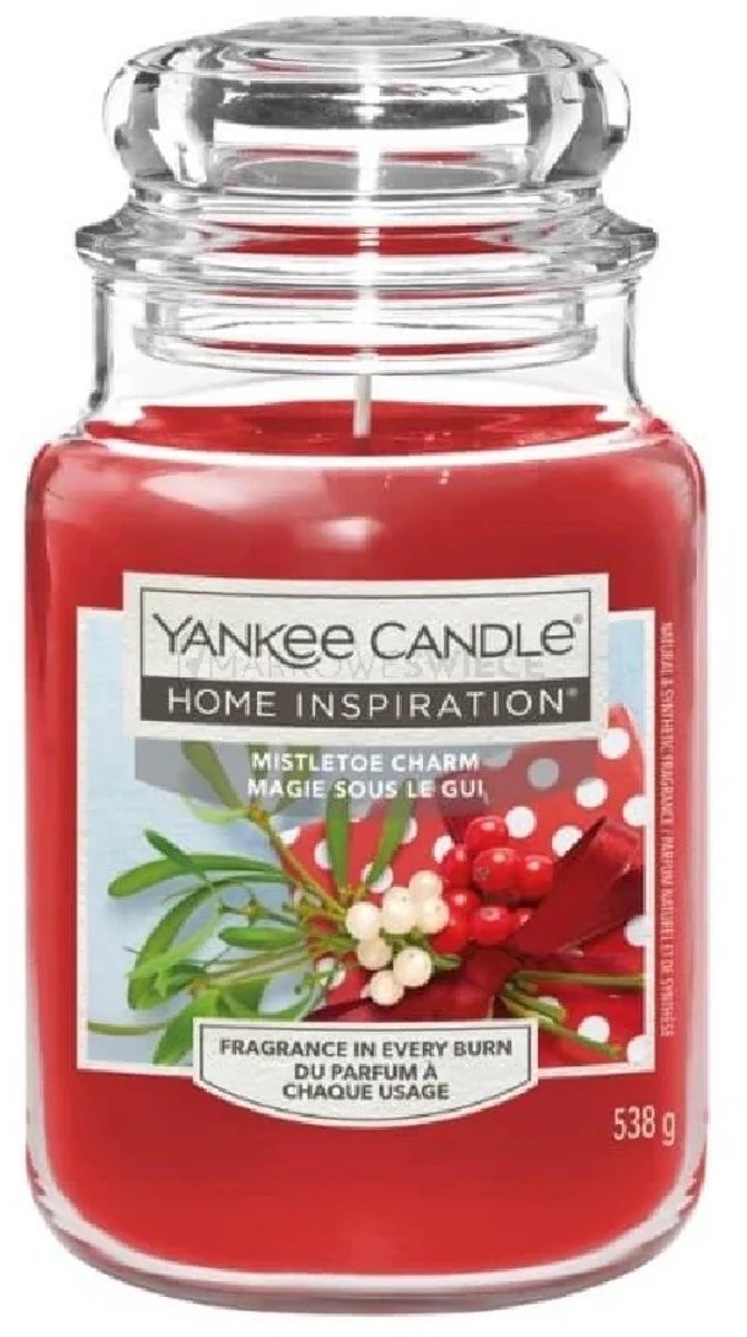 Yankee Candle Home Inspiration - Mistletoe Charm Large Jar - 150 branduren Rood
