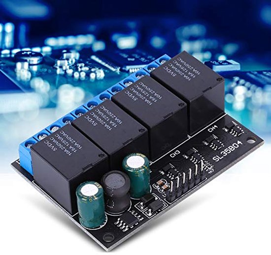 4-kanaals Relaismodule – 12V, 30A, Voor Arduino, PIC, AVR, ARM – Met Optocoupler, Anti-storing, 130x69 Mm