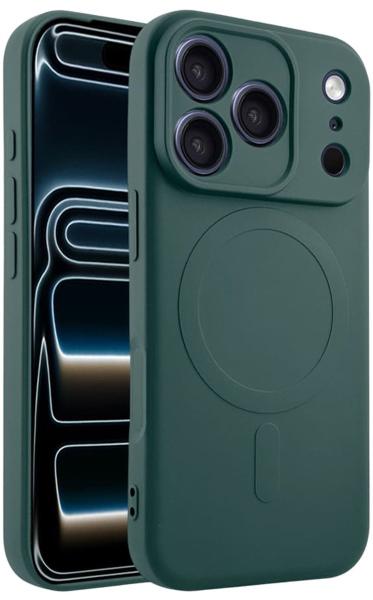 Casify Siliconen Hoesje geschikt voor MagSafe iPhone 17 Pro Hoesje - Legergroen