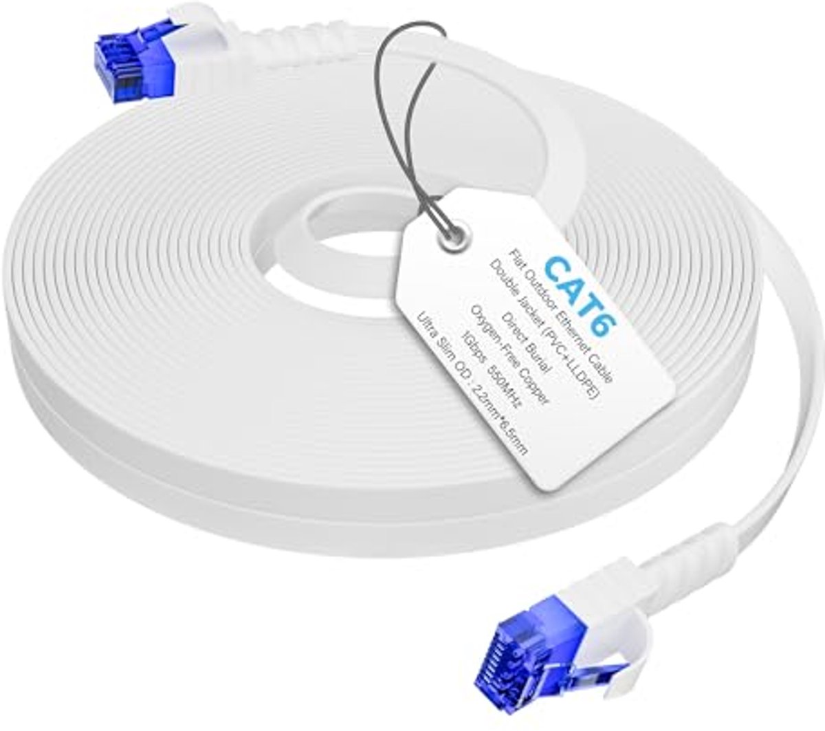 CAT6 Ethernet-kabel voor binnen en buiten - 50 m, plat, weerbestendig