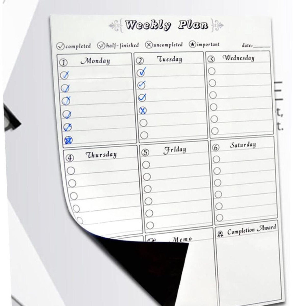 Magnetisch Weekplanner whiteboard - A3 Formaat - Planbord - Familieplanner - Weekplanner - Gezinsplanner - To Do Planner - Koelkast magneet - Maaltijdplanner - Menuplanner - Fitness voeding schema — cadeau in Kalenders & Planners - foto 4