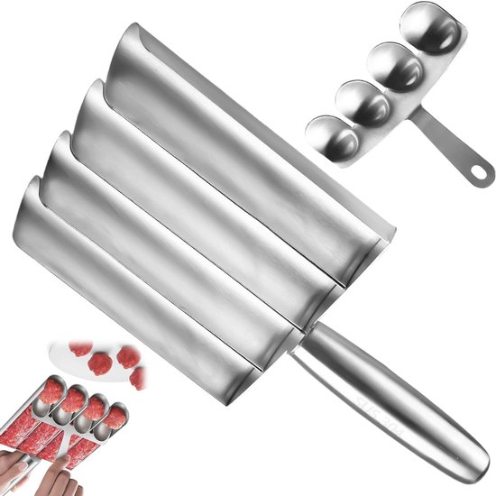 Gehaktballen Maker, 304 Rvs Vlees Baller Niet Plakkerig Gehaktballen Lepel met Antislip Handvat Rijstballen Clip, Keukengereedschap (Blauw