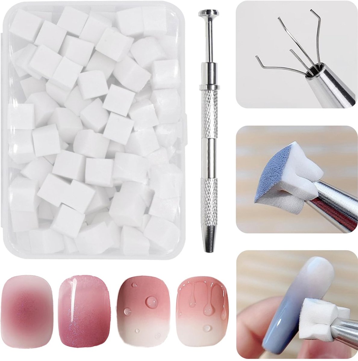 OUYLAF Nagelspons - zachte nagelsponzen voor ombre - Verloop Nagelartikelen - Ombre Sponzen Kwasten - Pat katoen - Manicure-gereedschappen