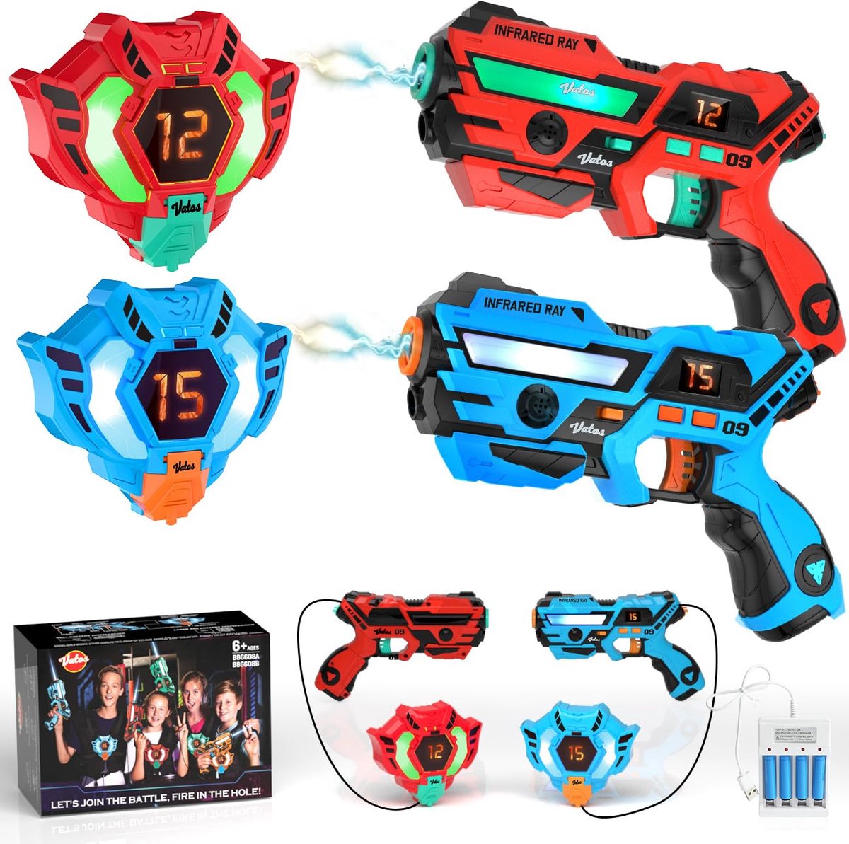 VATOS Laser Tag Guns Set, Infrarot Mini Laser Tag für Kinder mit