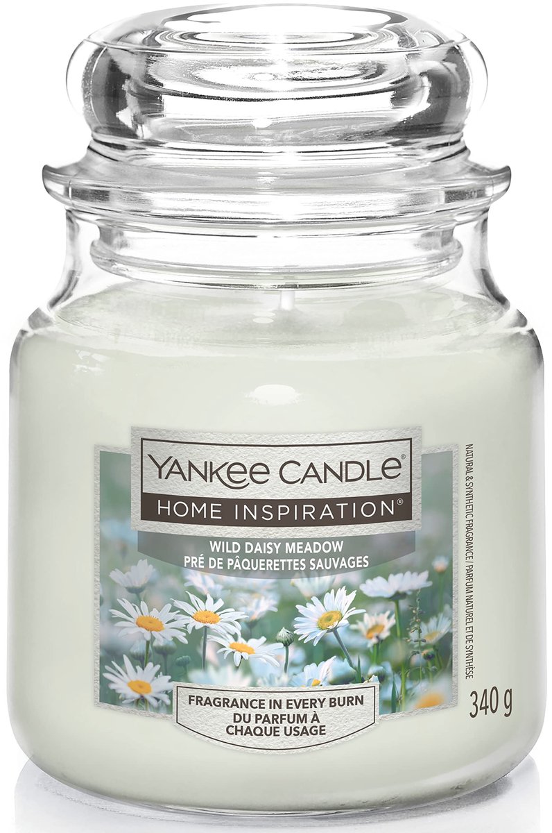 Yankee Candle Home Inspiration - Wild Daisy Meadow Medium Jar - 75 branduren Wit