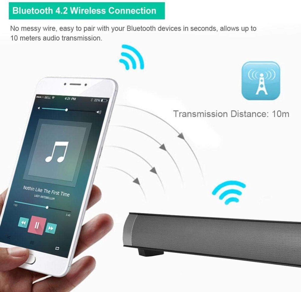 Bluetooth Soundbar - Draadloze Bluetooth Stereo Soundbar - afbeelding 3