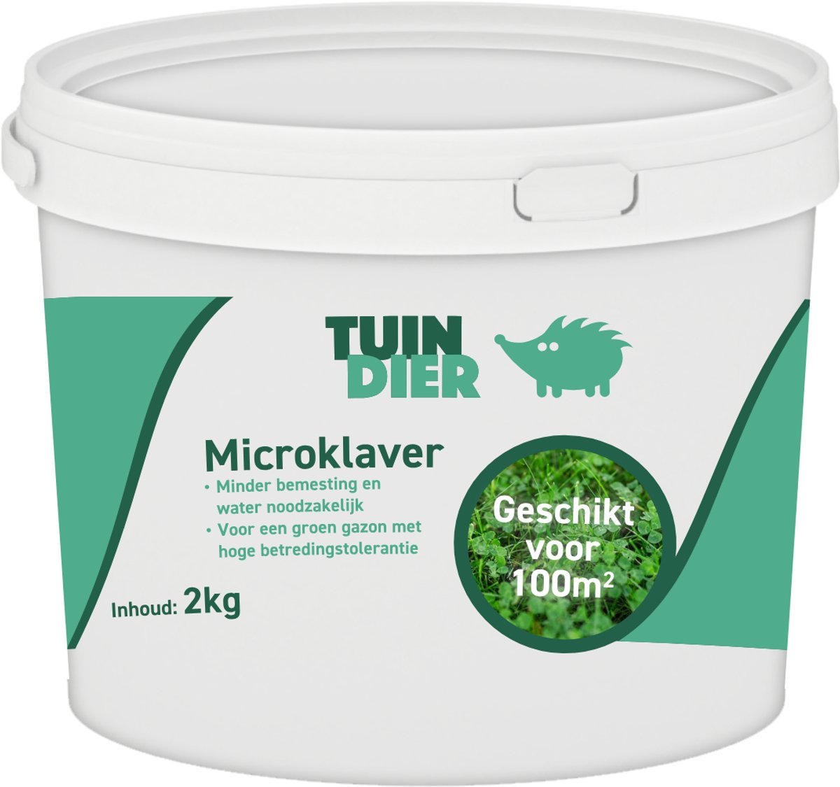 Microklaver | TUIN-DIER® | Microklaver (gras)zaad | Geschikt voor het gazon | Minder water en bemesting nodig | 3 jaar kiemkracht door handige bewaaremmer | 2.000 gram | 2 kilogram