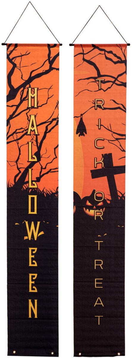 Europalms Halloween Banner, Geisterhaus 2er-Set, 30x180cm - Halloweendecoratie