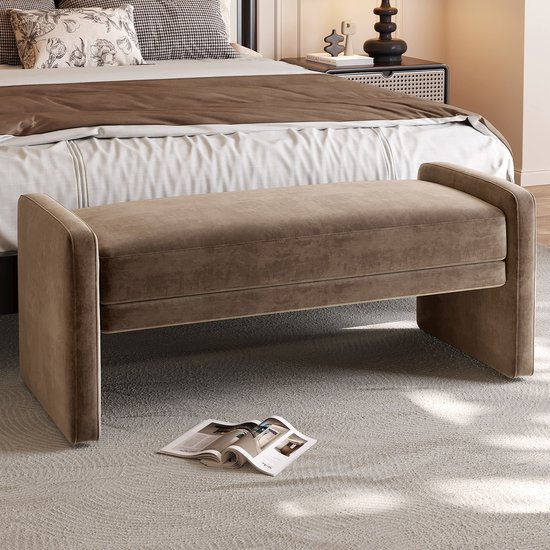 Poufs Guyii Furniture, Banc à chaussures de remplacement à l'entrée, Banc dans le hall, Chaise dans le salon, Banc de chambre marron foncé, Banc d'entrée moderne, Tabouret à langer confortable pour l'entrée, la chambre, le salon