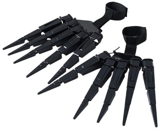 Geartikuleerde Skelet Klauwen Handschoenen - Angst Lange Halloween Vinger met Flexible Vinger Extensions, Herbruikbare Kostuum Accessoires voor Volwassenen (Zwart 2 stuks)