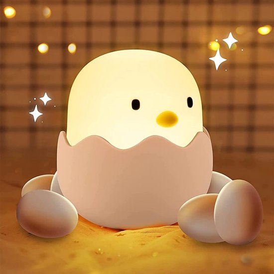 EXCITAT Nachtlampje - Kinderlamp voor de verzorging - Bedlamp Eierschaal Nachtlampje - Oplaadbare Touch LED Tafellamp - USB Oplaadbaar Cadeau - Geschikt voor de kinderkamer, baby, meisje, jongen - Siliconen - Eén van EXCITAT — afbeelding 4
