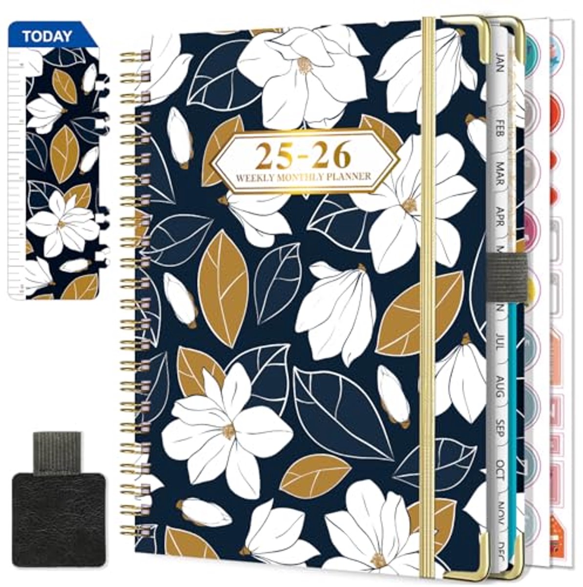 Spiral Weekly Agenda 2025 2026 | A5 School Calendar met Penlus, Liniaal en Planningsstickers