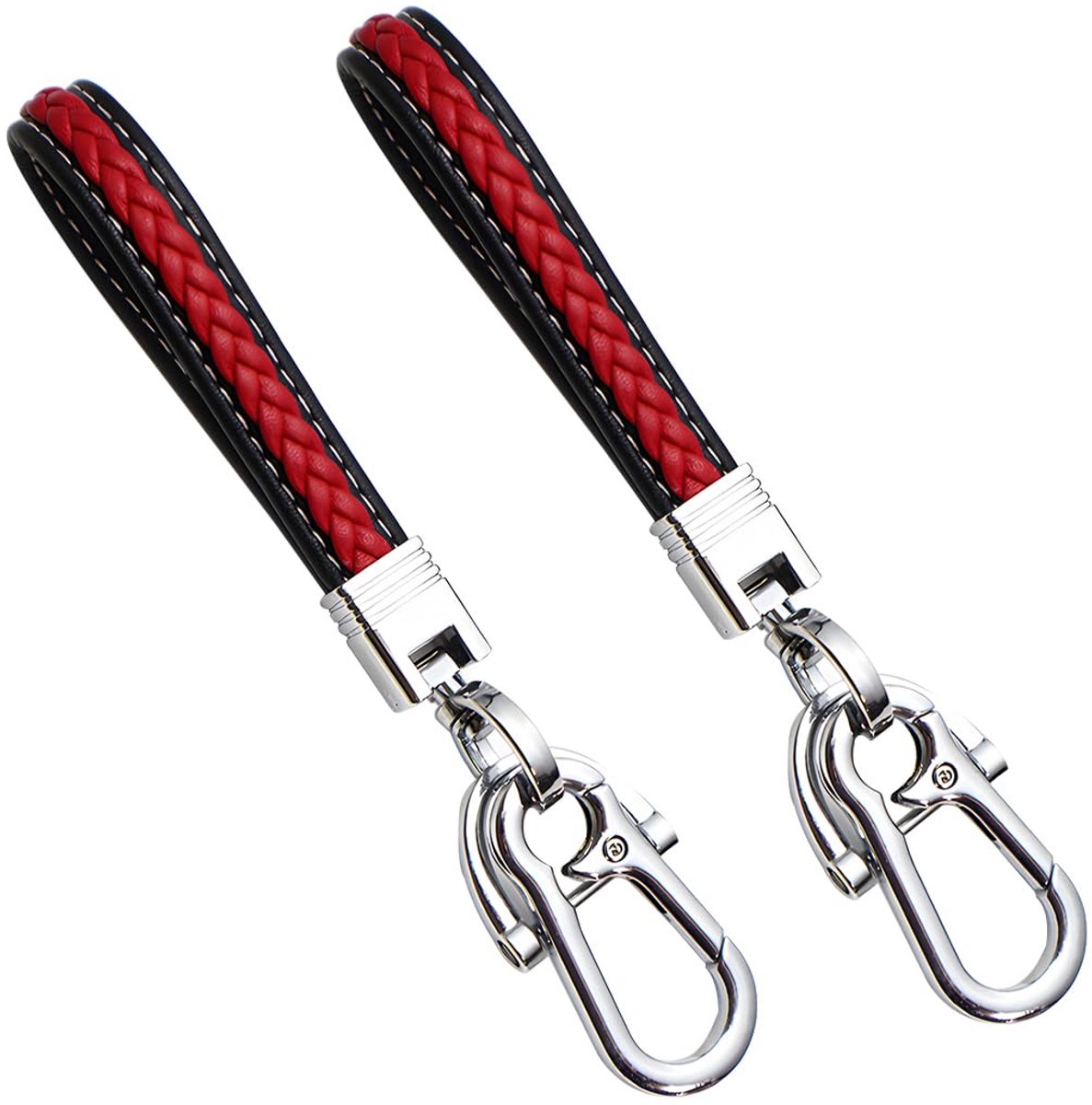 2 stuks sleutelhangers voor heren, familie, vrienden, autosleutelhanger, metaal, eenvoudig leer, universeel, sleutelhanger, echt leer, metaal van hoge kwaliteit